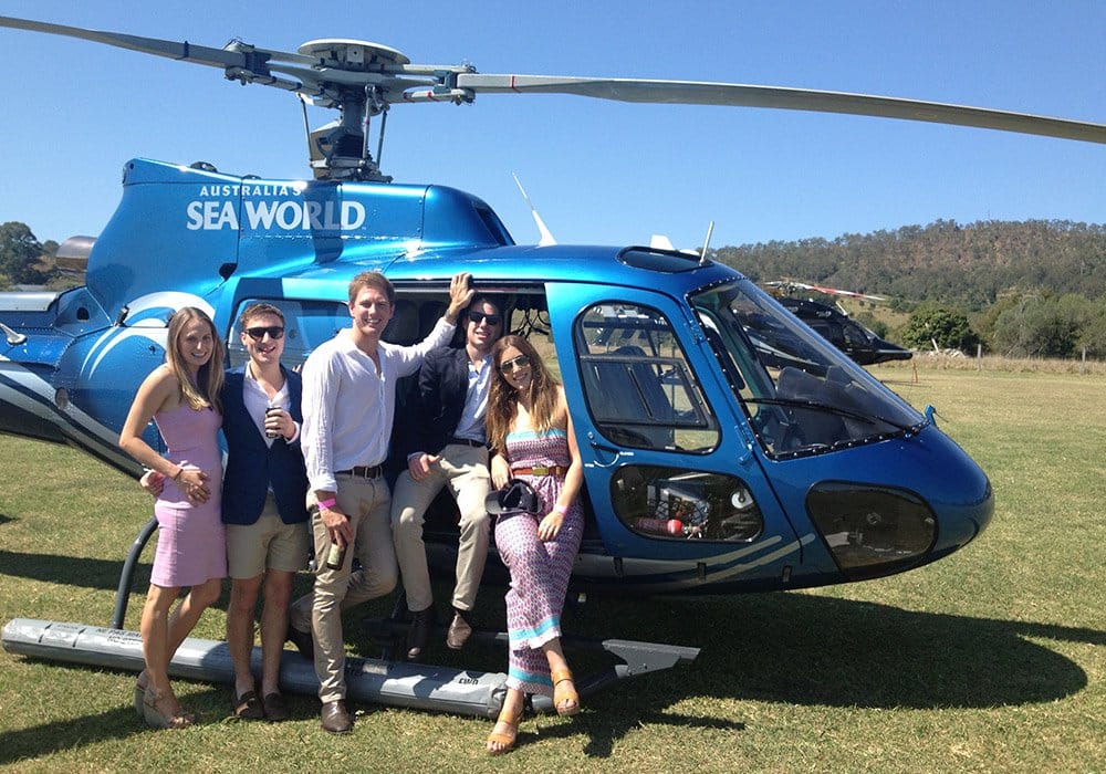 Group ready to depart on Gold Coast helicopter winery tour